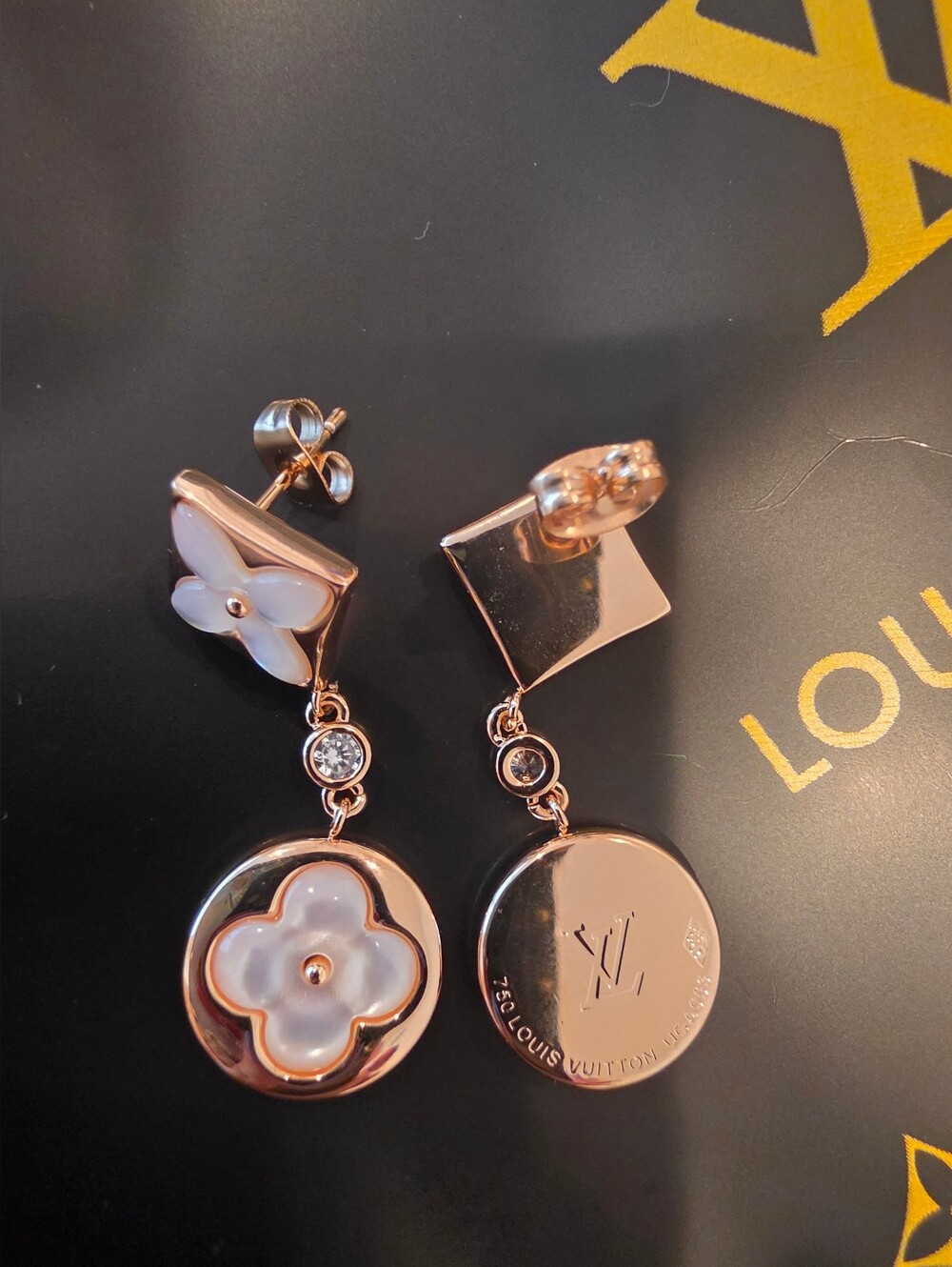 LUXURY brand L. VPink Enamel Flower Drop Earrings in Gold-Tone